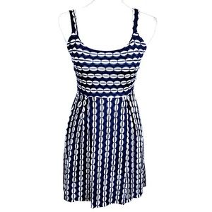Anthro Maude Navy & White Stripe Textured Dress